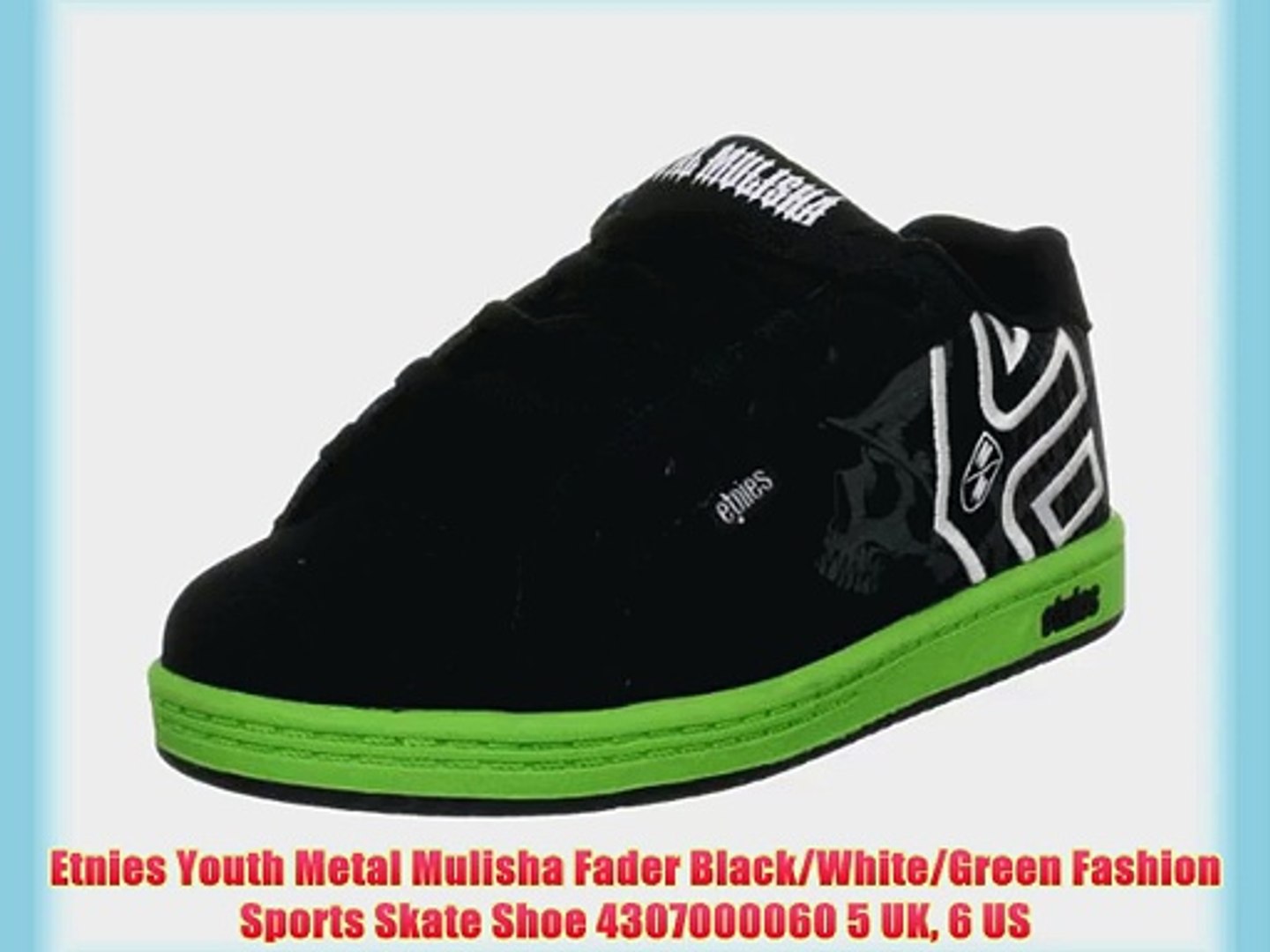 Etnies Youth Metal Mulisha Fader Black White Green Fashion Sports