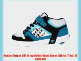 Heelys Stripes HX1 hi top Roller Skate Shoes (White / Teal 12 Child UK)