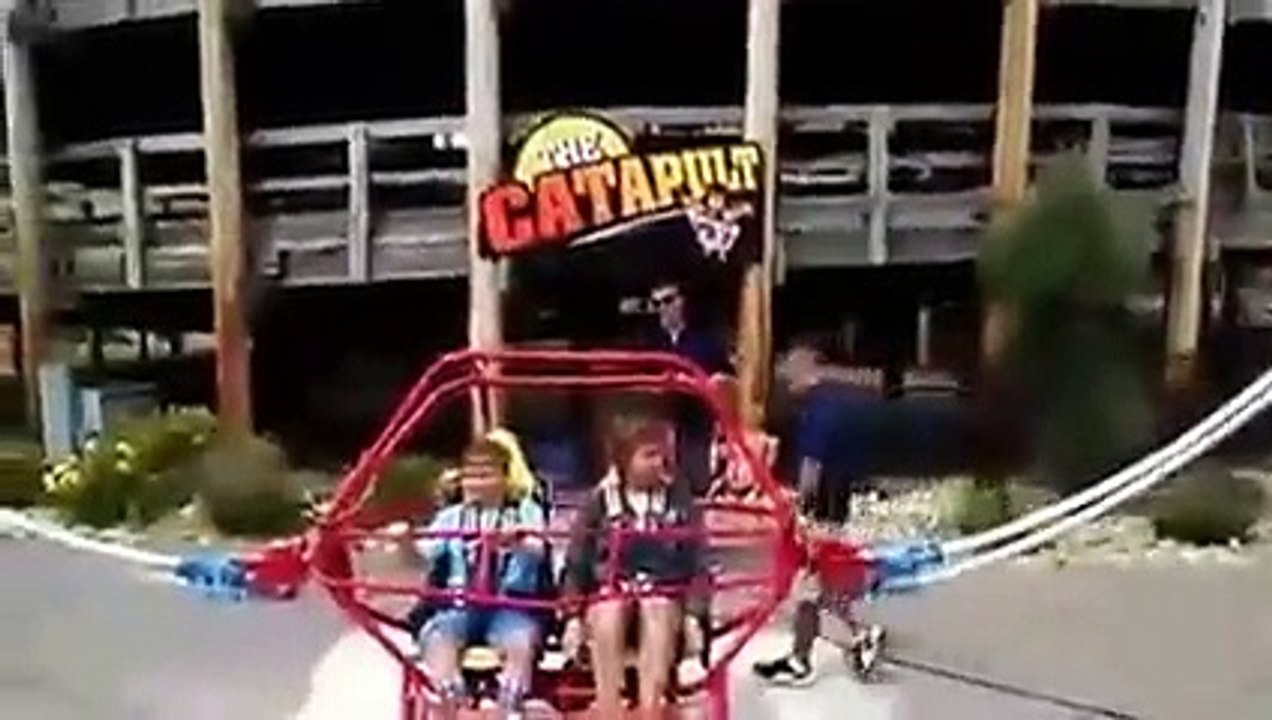 Bungee cord breaks just before launching people in the air!