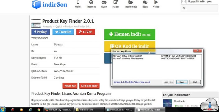 Product Key Finder kullanimi kurulumu