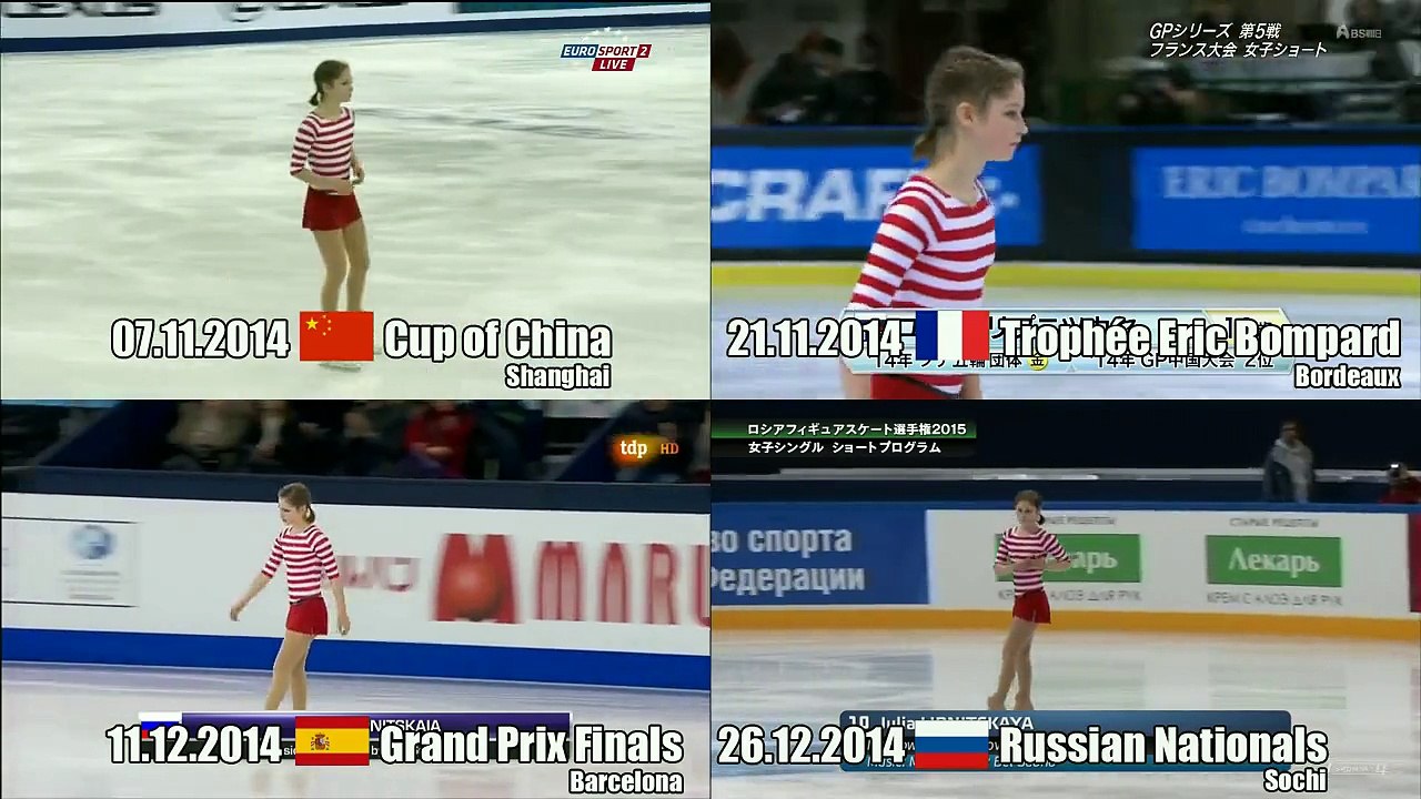 Comparison of Yulia Lipnitskaya's "Megapolis" SP, Юлия Липницкая Короткие программы 1080p50