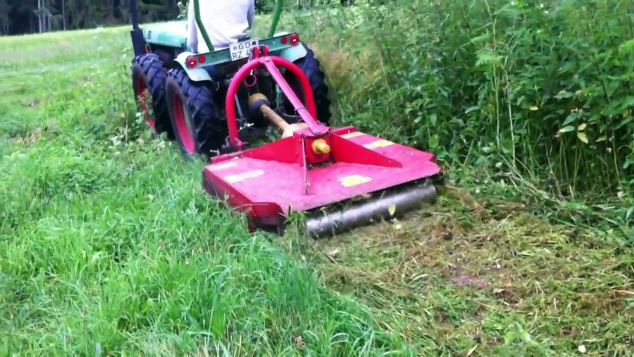 Holder AG35 mit Mulcher Knicklenker Traktor mulcht Hochgras Schmalspurschlepper Schlepper