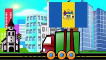 USA States Names and their Flags with Monster Trucks and Street Vehicles | USA Flags for kids #4