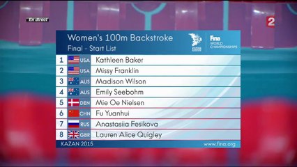 100m dos F (finale) - ChM 2015 natation, Seebohm vainqueur