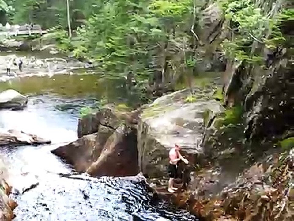 Cliff jumping at Smalls Falls, Maine