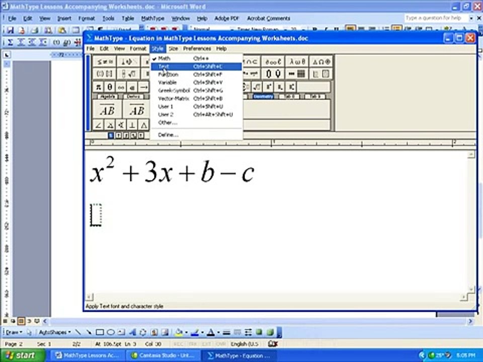 MathType Tutorial: Formatting Equations
