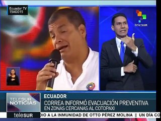 Correa informa de evacuación preventiva en zonas cercanas al Cotopaxi