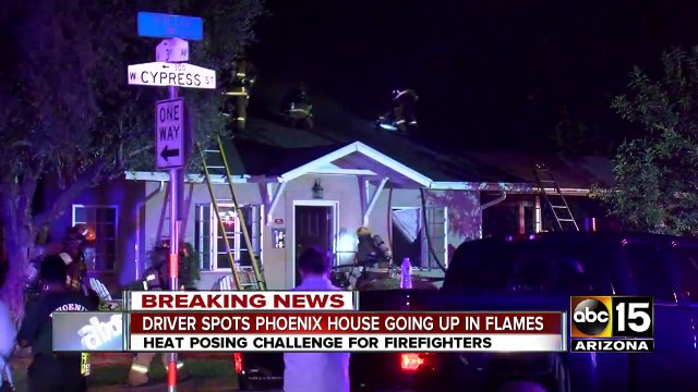 Driver spots Phoenix house going up in flames