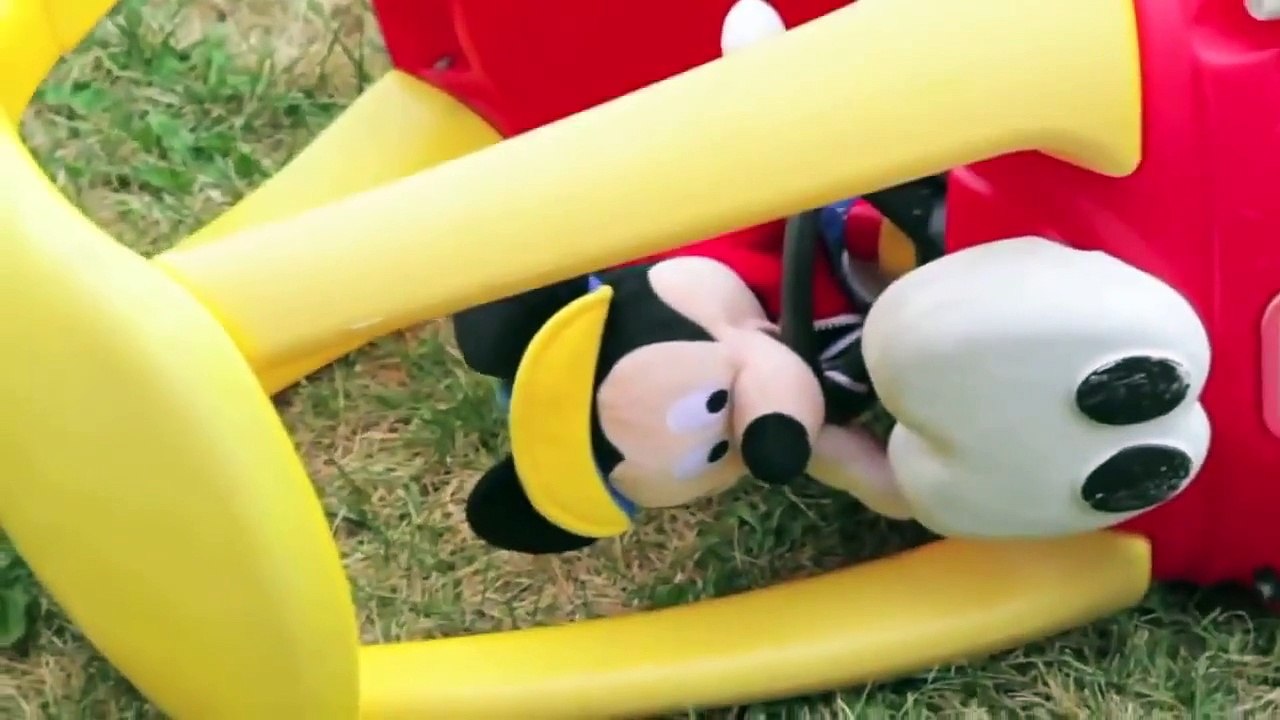Mickey Mouse Driving Cozy Coupe Disney Mickey Mouse Crashing like Cookie Monster Driving