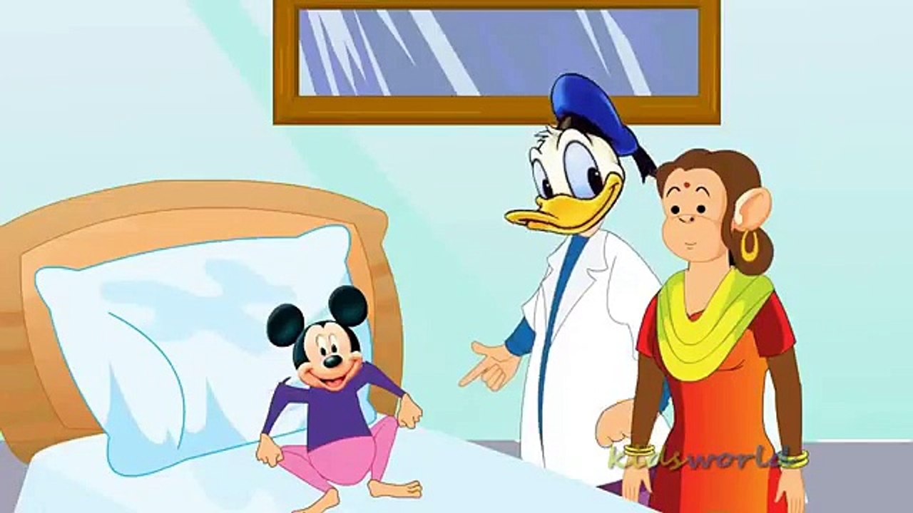 Five Mickey Mouse Donald Duck Kids Rhyme | Five Little Monkey Jumping On The Bed Nursery Rhyme