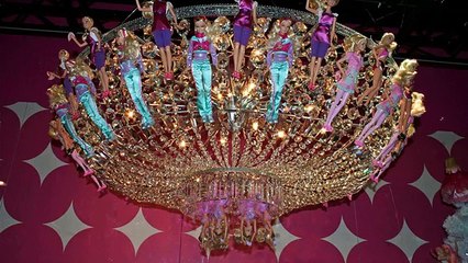 barbie toy flies into fireplace