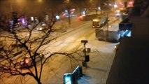 DSNY PLOWS TAKE TO THE STREETS DURING WINTER STORM HERCULES WITH BLIZZARD CONDITIONS IN NYC.