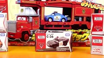 [Disney] Pixar Cars Fire Rescue Squad Mack Hauler With Tomy Lightning McQueen Mater Police Sally