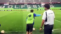 Manolo Gabbiadini amazing goal in training session waiting for Wolfsburg-Napoli UEFA Europa League