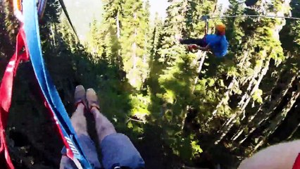Il filme sa descente en tyrolienne à plus de 150 km/h