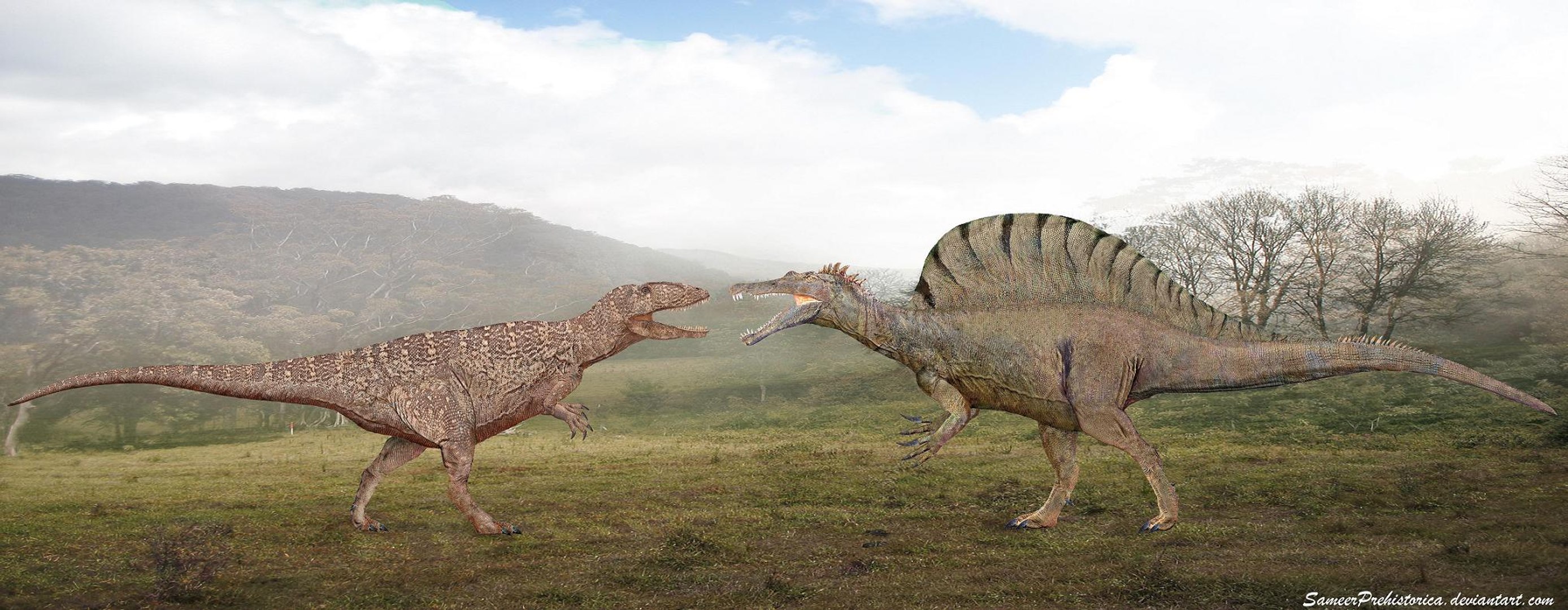 Какой динозавр сильнее. Спинозавр Тиранозавр. Спинозавр и Тирекс. Тиранозавр рекс против Спинозавра. Спинозавр рекс.