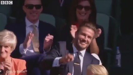 Quand Beckham attrape une balle à Wimbledon !
