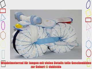 Windelmotorrad blau - Windeltorte Motorrad Jungen - Geschenk zur Geburt