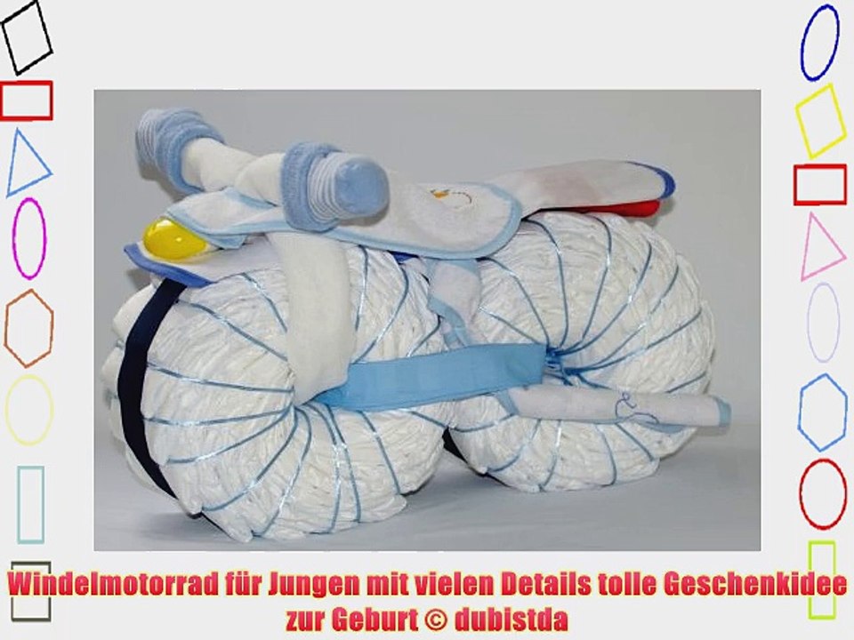 Windelmotorrad blau - Windeltorte Motorrad Jungen - Geschenk zur Geburt