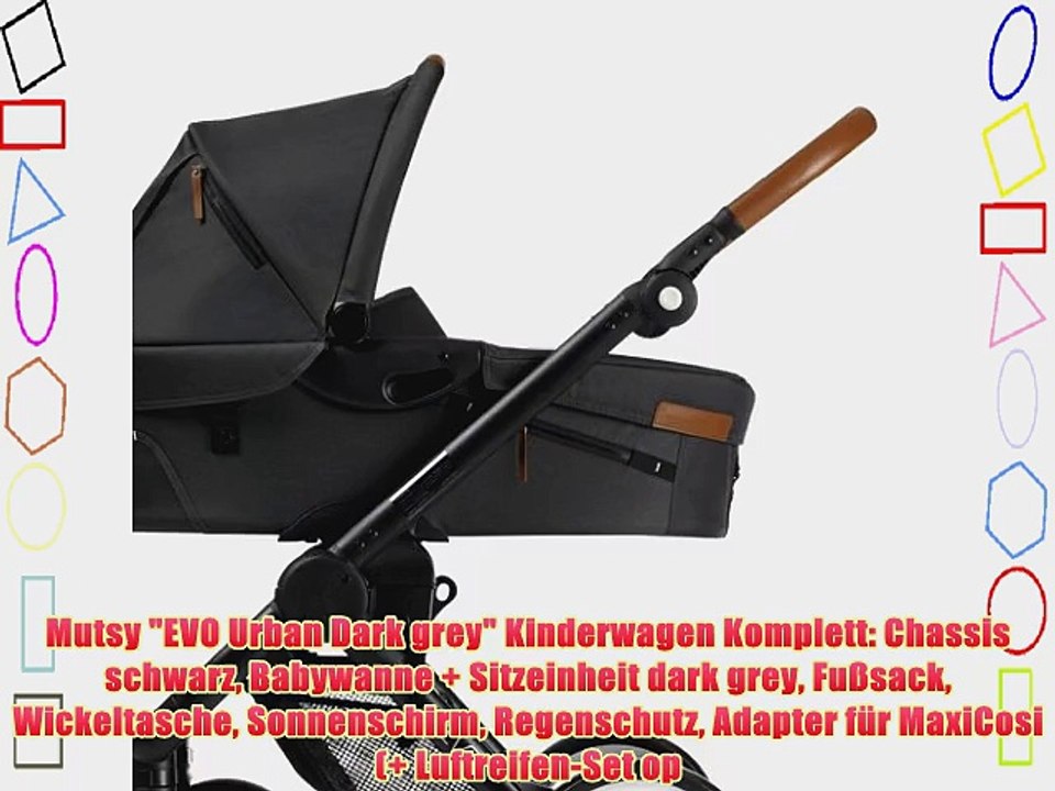 Mutsy EVO Urban Dark grey Kinderwagen Komplett: Chassis schwarz Babywanne   Sitzeinheit dark