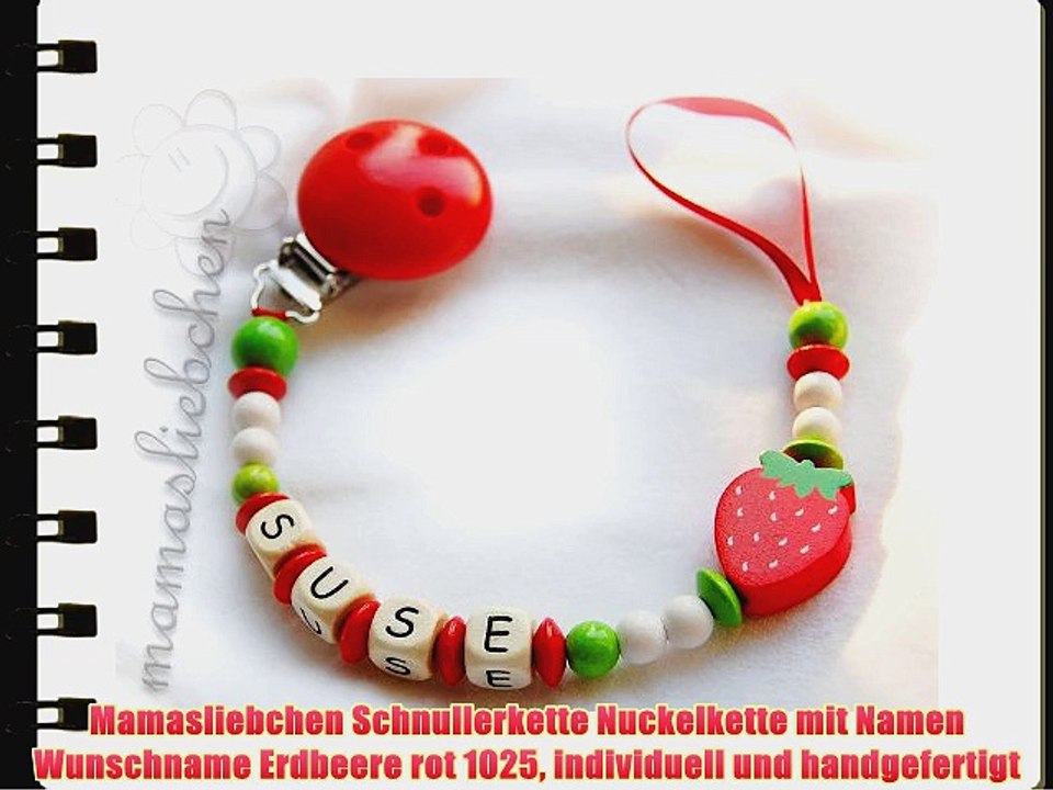 Mamasliebchen Schnullerkette Nuckelkette mit Namen Wunschname Erdbeere rot 1025 individuell