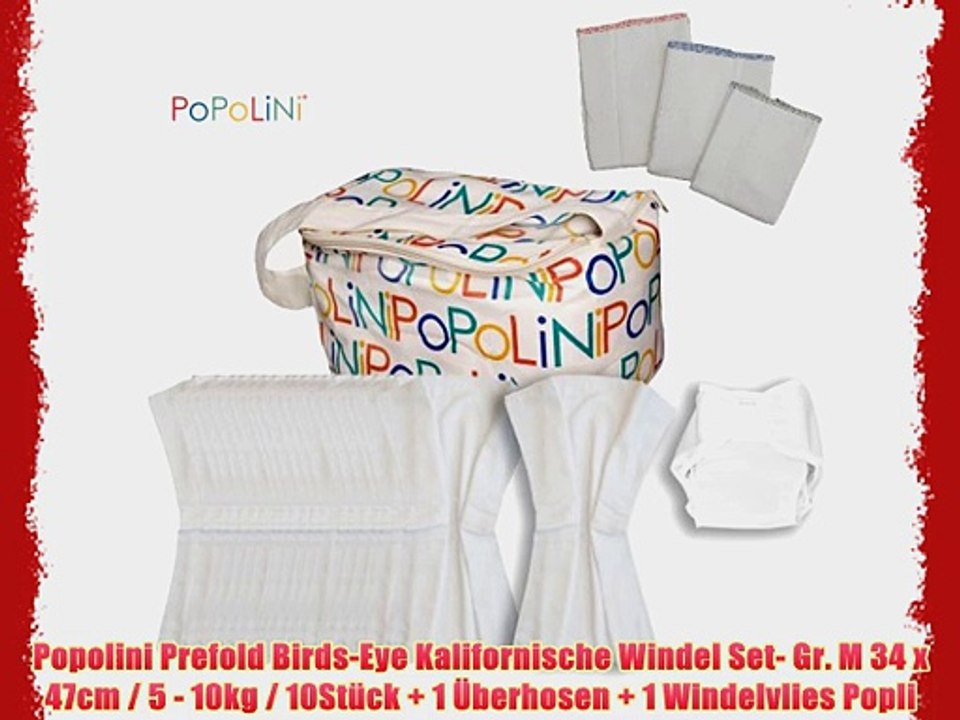 Popolini Prefold Birds-Eye Kalifornische Windel Set- Gr. M 34 x 47cm / 5 - 10kg / 10St?ck