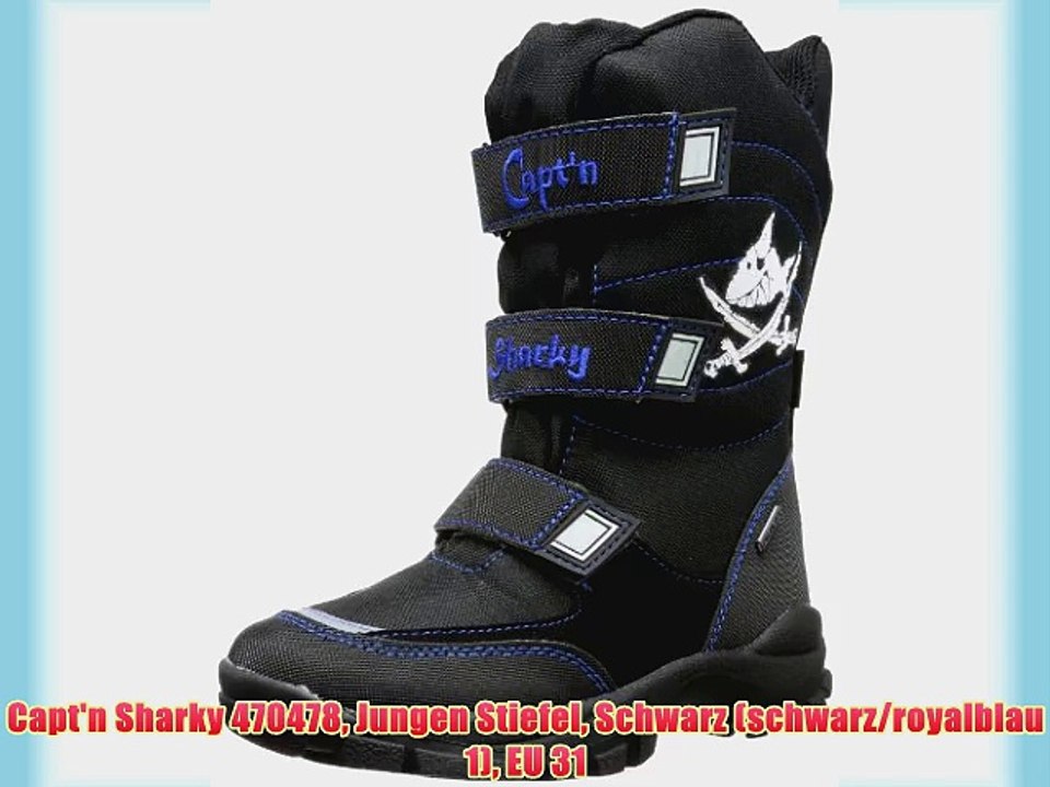 Capt'n Sharky 470478 Jungen Stiefel Schwarz (schwarz/royalblau 1) EU 31