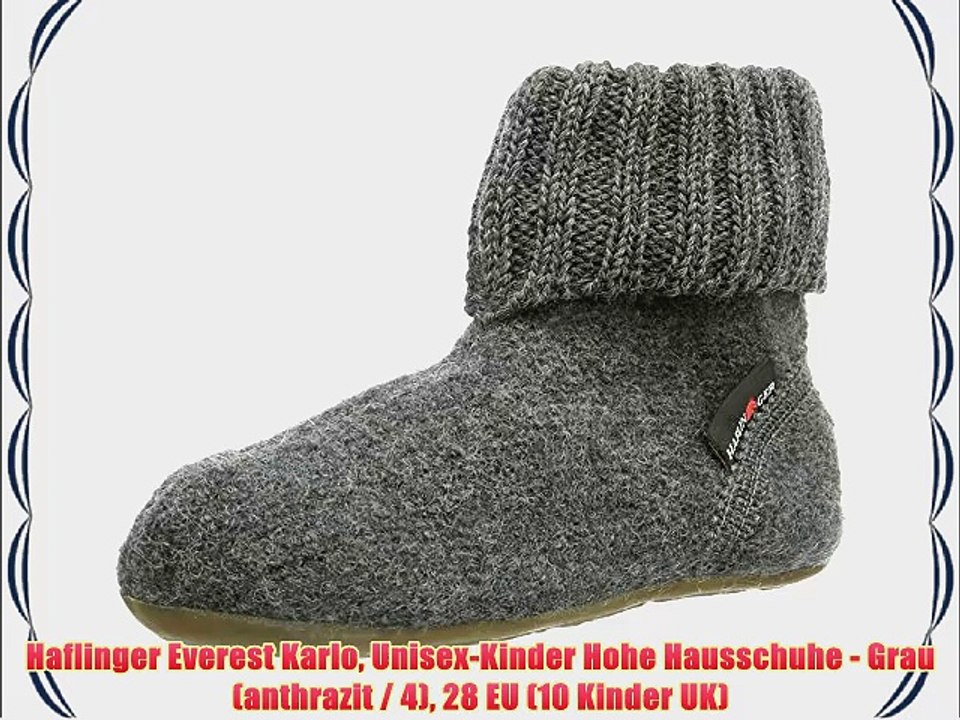 Haflinger Everest Karlo Unisex-Kinder Hohe Hausschuhe - Grau (anthrazit / 4) 28 EU (10 Kinder