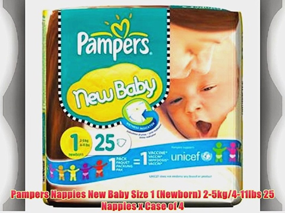 Pampers Nappies New Baby Size 1 (Newborn) 2-5kg/4-11lbs 25 Nappies x Case of 4