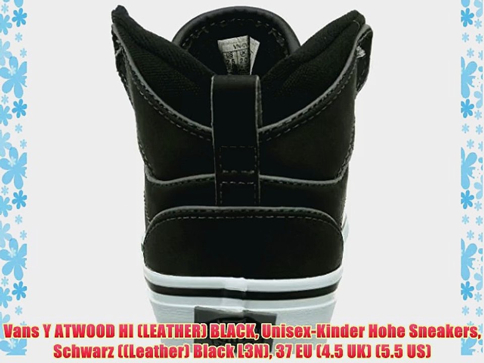 Vans Y ATWOOD HI (LEATHER) BLACK Unisex-Kinder Hohe Sneakers Schwarz ((Leather) Black L3N)