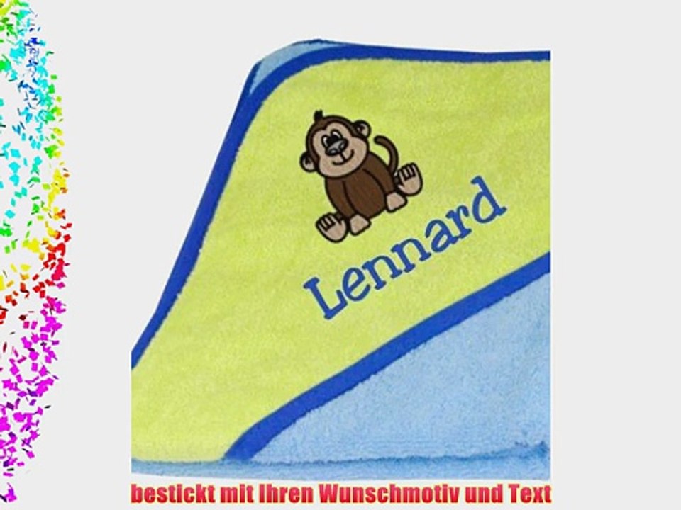 Blau-Gr?nes Kapuzenhandtuch mit Namen 100x100cm