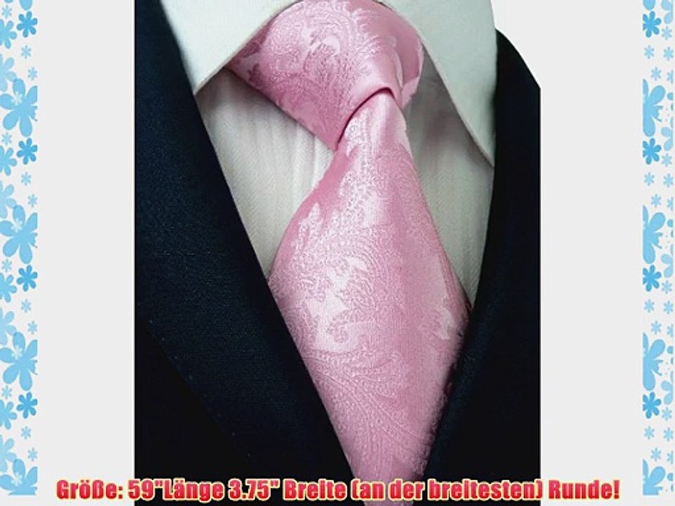 Krawatten Set 3 tlg Rosa Paisleys : Seiden Krawatte   ManschettenKn?pfe   Einstecktuch von