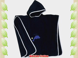 Playshoes Jungen Bademantel Kuschelweicher Frottee Badeponcho Delphin Gr. One size Blau (marine)