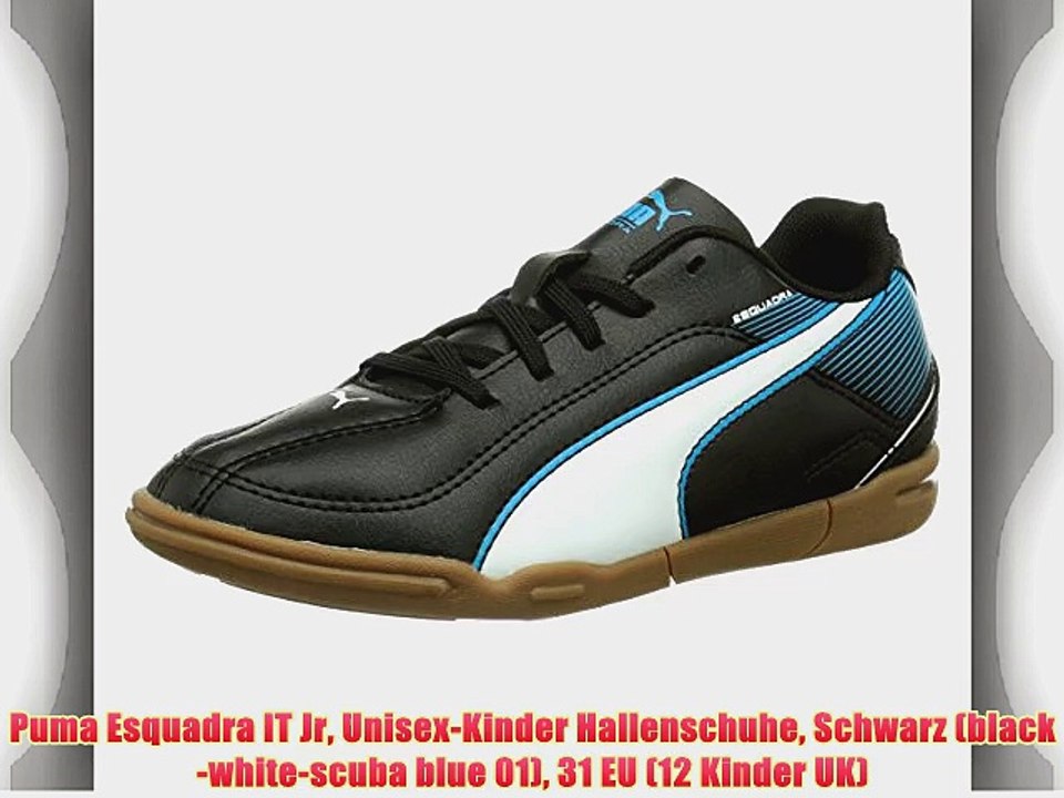 Puma Esquadra IT Jr Unisex-Kinder Hallenschuhe Schwarz (black-white-scuba blue 01) 31 EU (12
