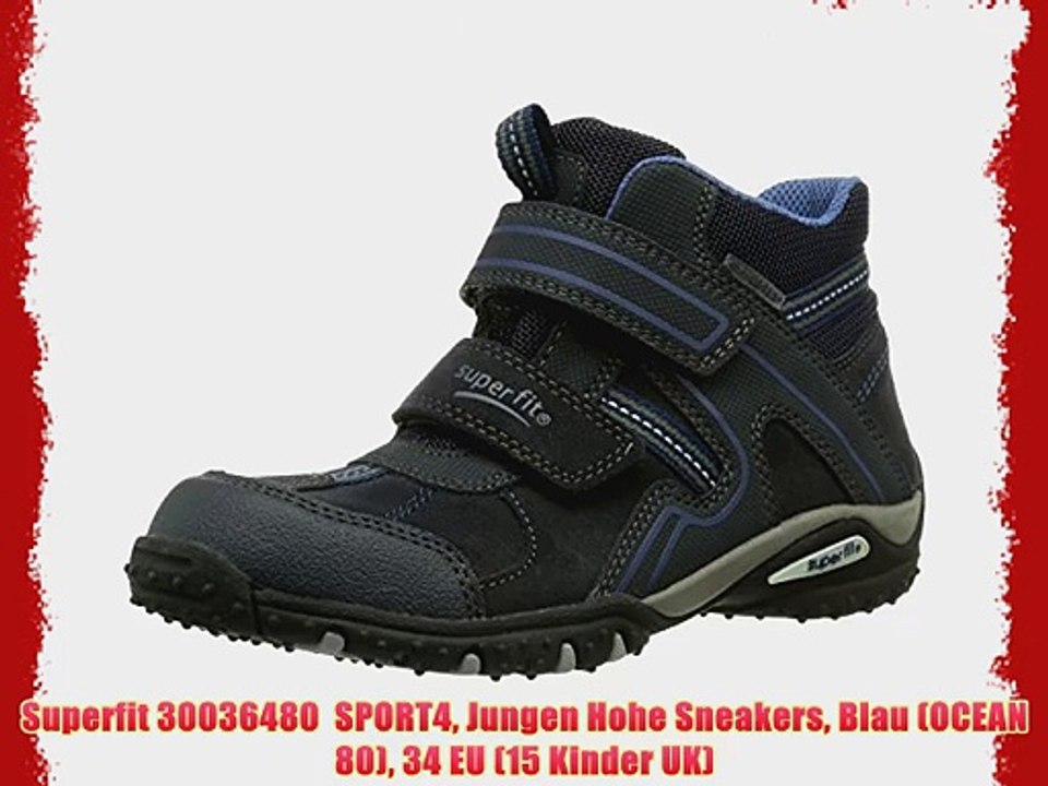 Superfit 30036480  SPORT4 Jungen Hohe Sneakers Blau (OCEAN 80) 34 EU (15 Kinder UK)
