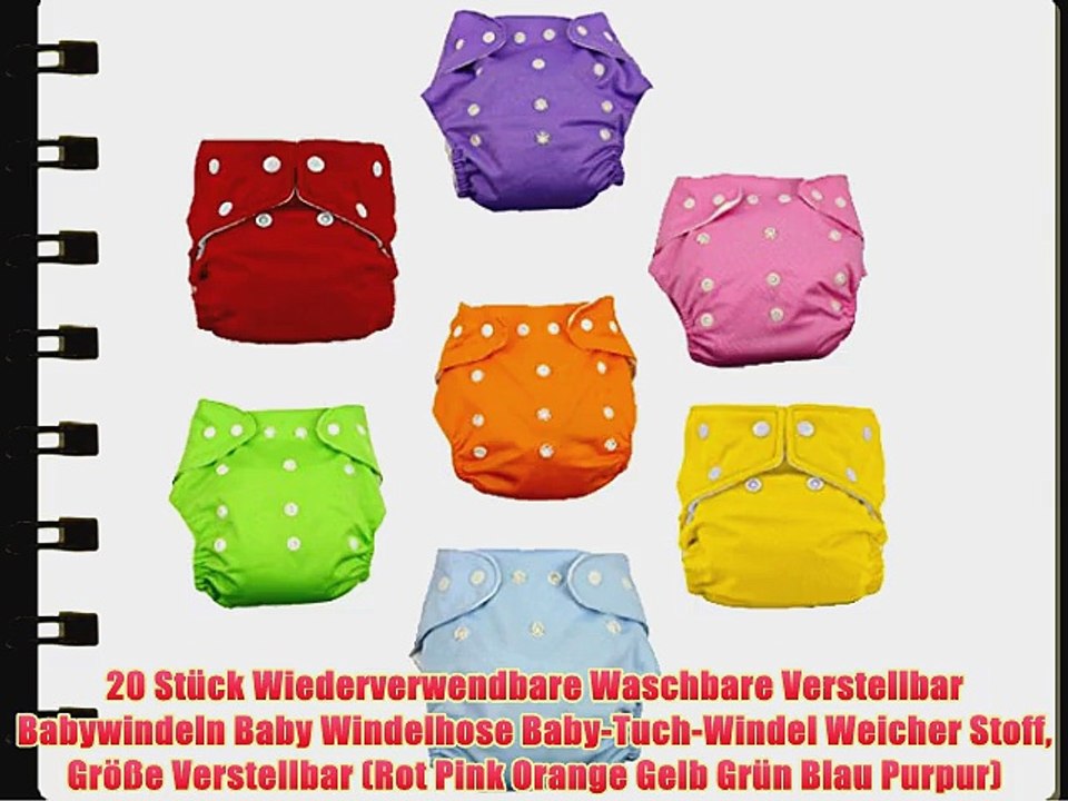 20 St?ck Wiederverwendbare Waschbare Verstellbar Babywindeln Baby Windelhose Baby-Tuch-Windel