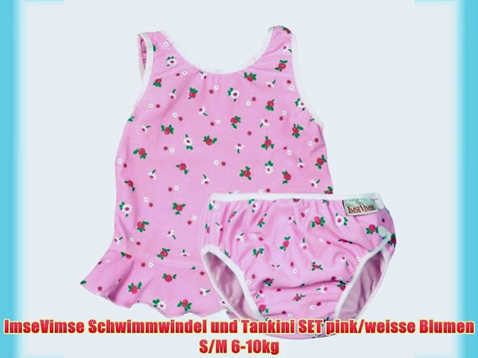 ImseVimse Schwimmwindel und Tankini SET pink/weisse Blumen S/M 6-10kg