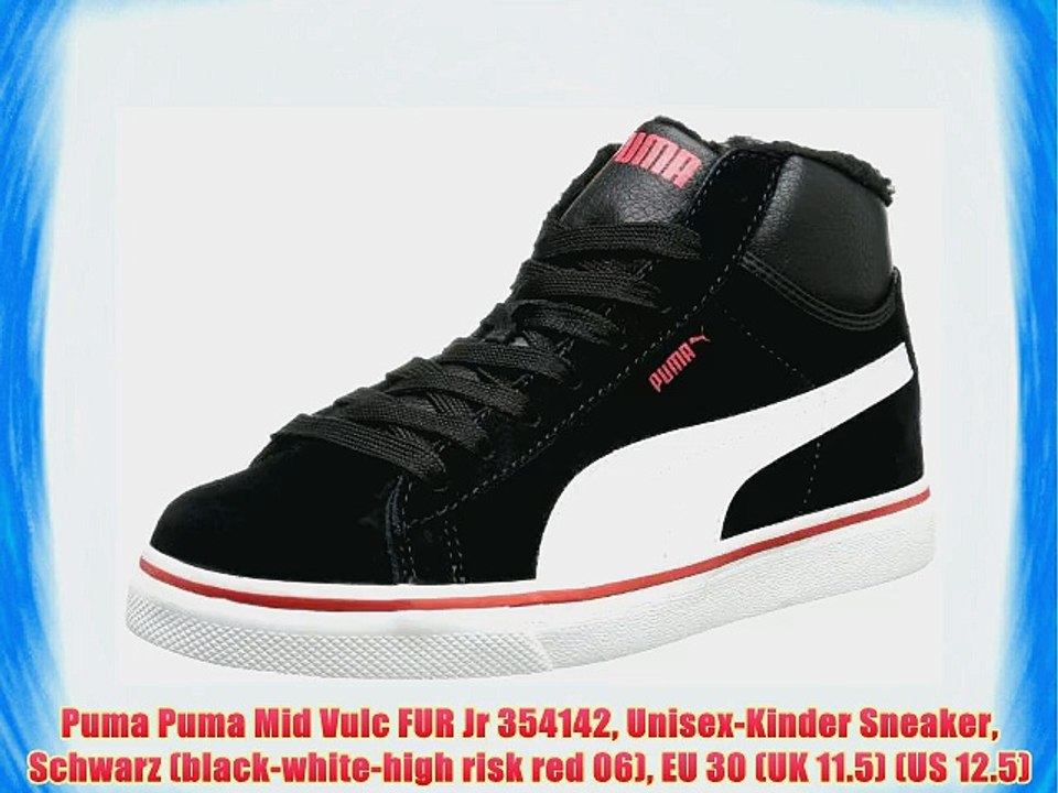 Puma Puma Mid Vulc FUR Jr 354142 Unisex-Kinder Sneaker Schwarz (black-white-high risk red 06)