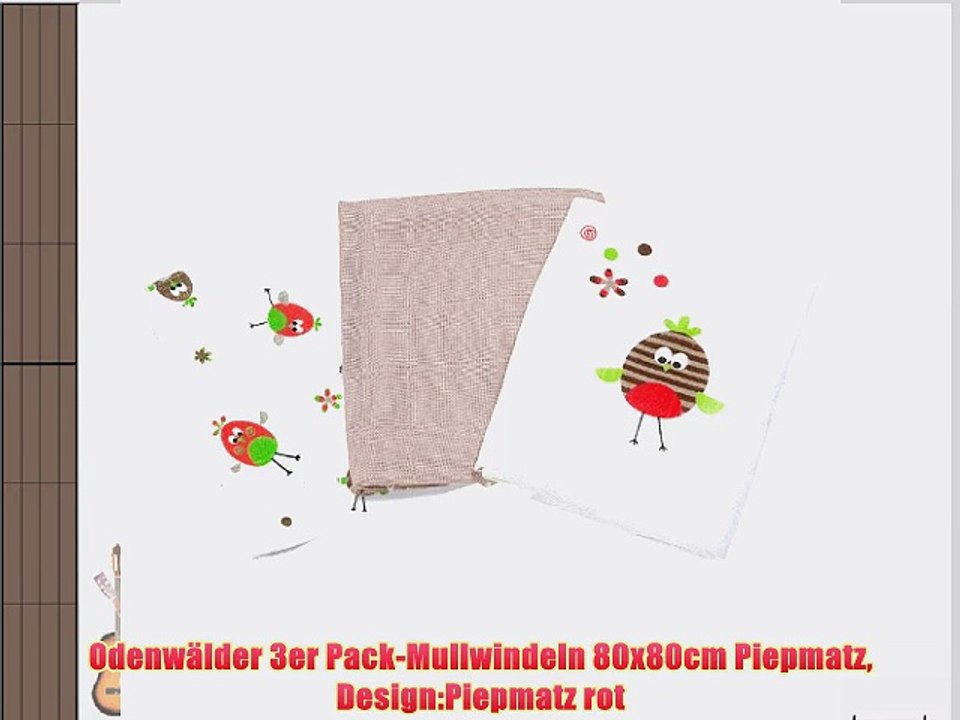 Odenw?lder 3er Pack-Mullwindeln 80x80cm Piepmatz Design:Piepmatz rot