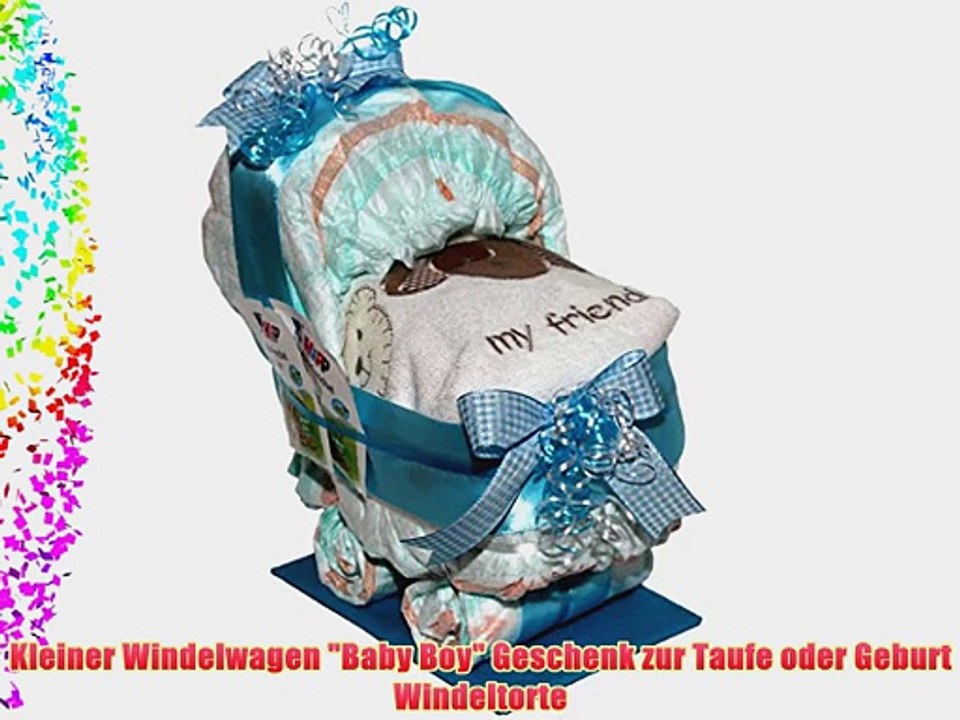 Kleiner Windelwagen Baby Boy Geschenk zur Taufe oder Geburt Windeltorte