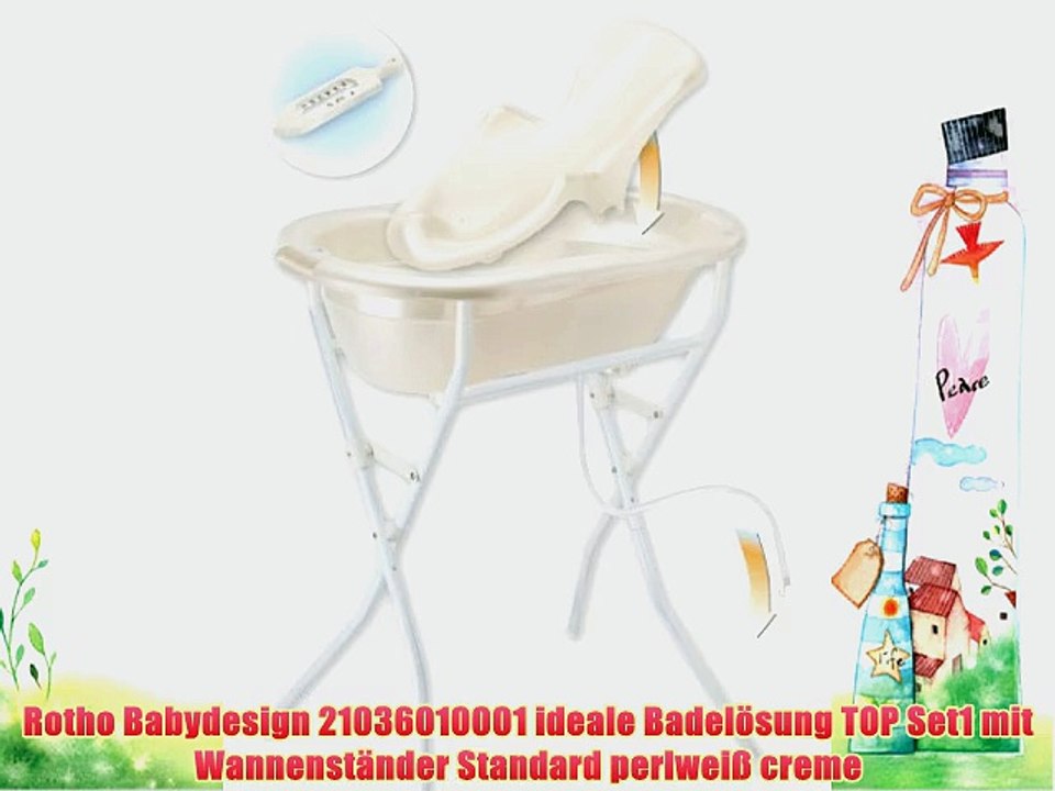 Rotho Babydesign 21036010001 ideale Badel?sung TOP Set1 mit Wannenst?nder Standard perlwei?