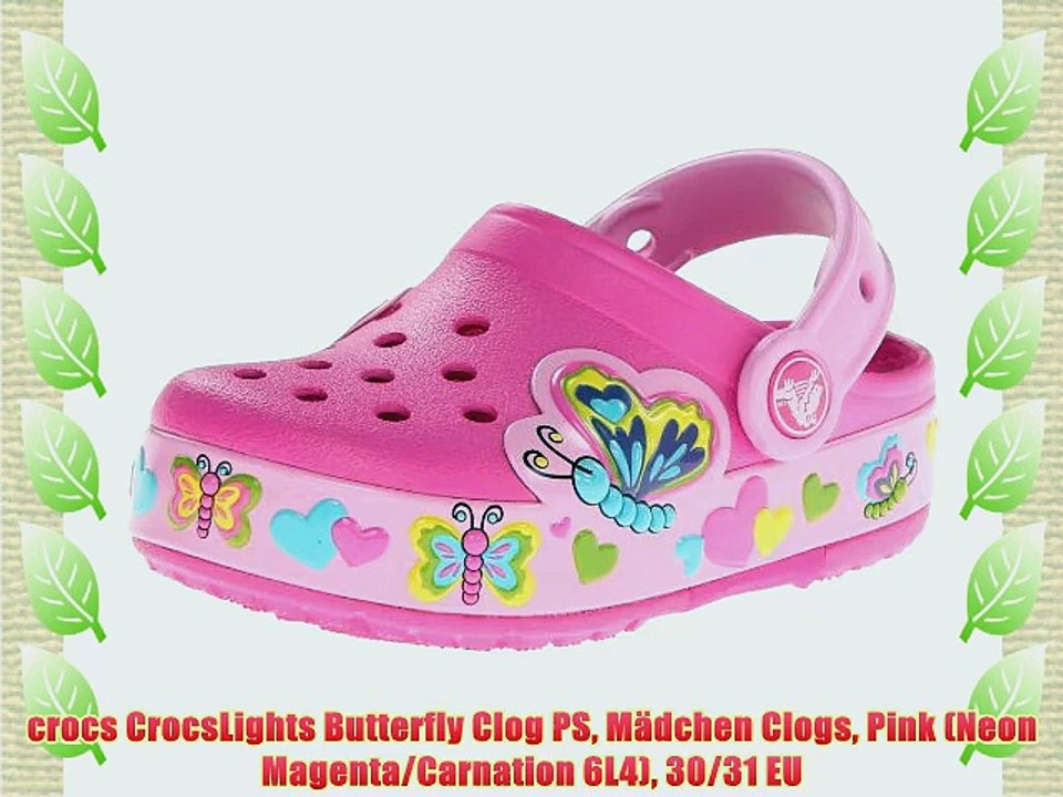 crocs CrocsLights Butterfly Clog PS M?dchen Clogs Pink (Neon Magenta/Carnation 6L4) 30/31 EU