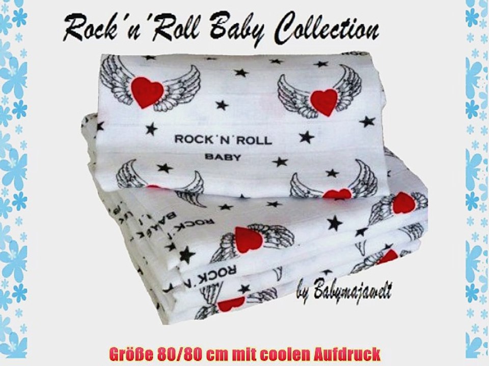 Babymajawelt 12296 Mullwindeln Rock'n'Roll 80/80 - Spuckt?cher 5er Pack