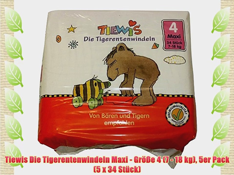 Tiewis Die Tigerentenwindeln Maxi - Gr??e 4 (7 - 18 kg) 5er Pack (5 x 34 St?ck)