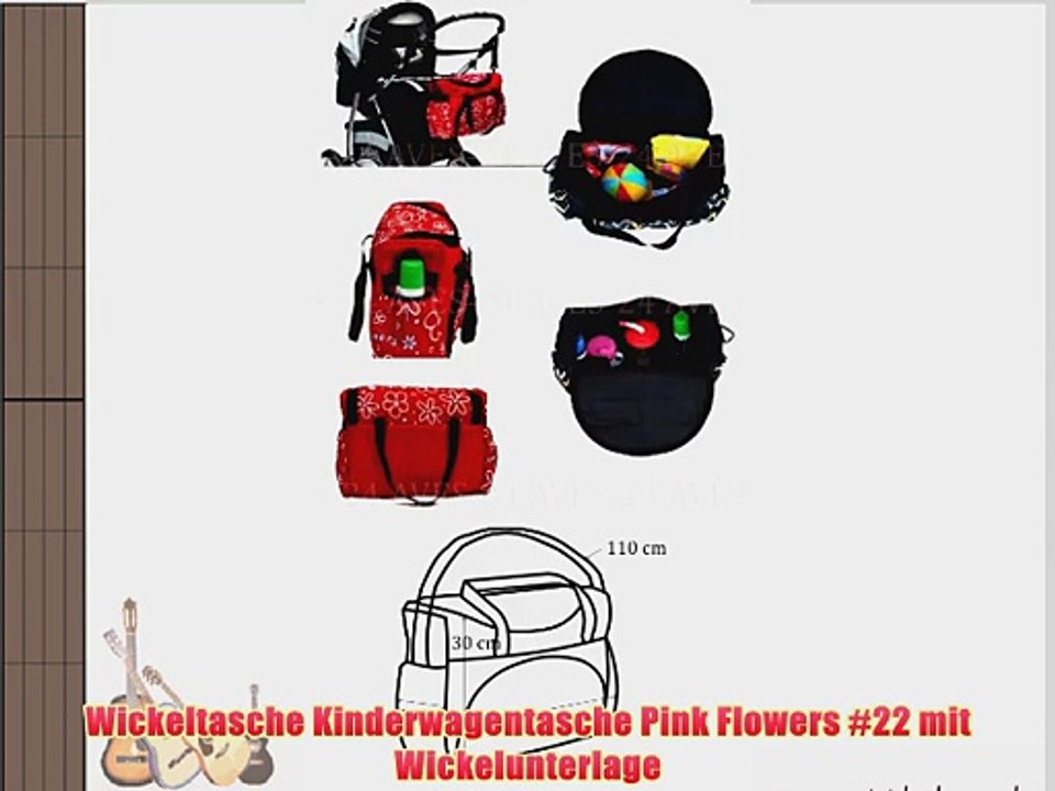 Wickeltasche Kinderwagentasche Pink Flowers #22 mit Wickelunterlage