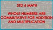 Whole Numbers are Commutative for Addition and Multiplication || Standard 6 || Mathematics