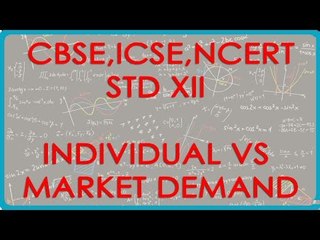Demand  - Individal vs market demand - - Economics for Class XII - CBSE, ICSE, NCERT
