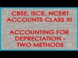 Accounting for Depreciation - Two Methods - Accounts Class XI - CBSE, ISCE, NCERT