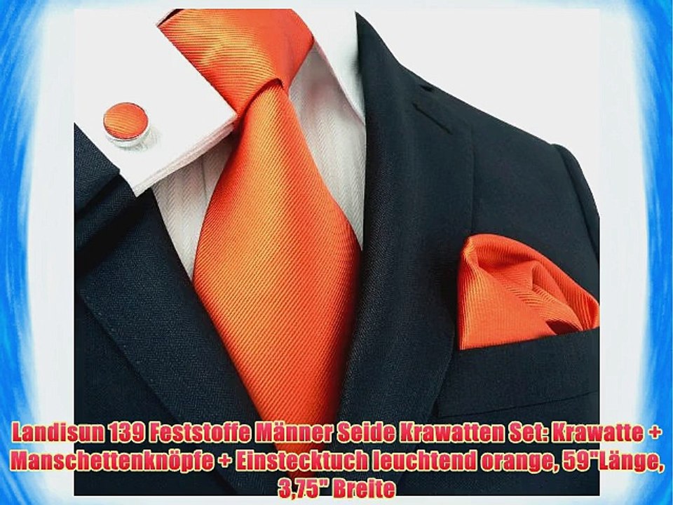 Landisun 139 Feststoffe M?nner Seide Krawatten Set: Krawatte   Manschettenkn?pfe   Einstecktuch
