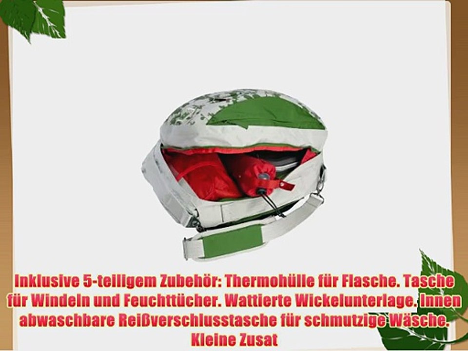 Hippychick Wickeltasche Inklusive Zubeh?r mit Bl?ttermotiv gr?n/grau